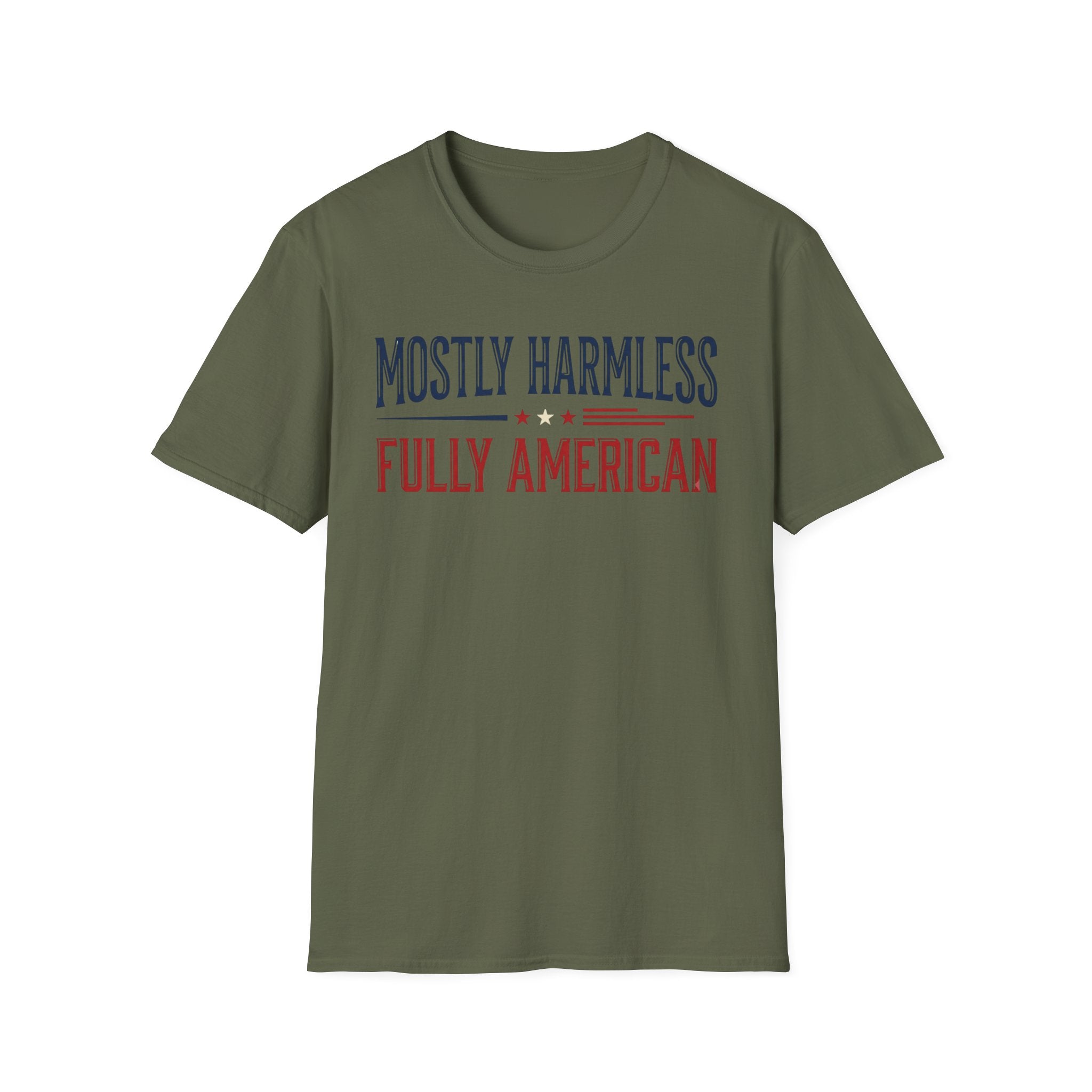 "Mostly Harmless, Fully American" T‑Shirt