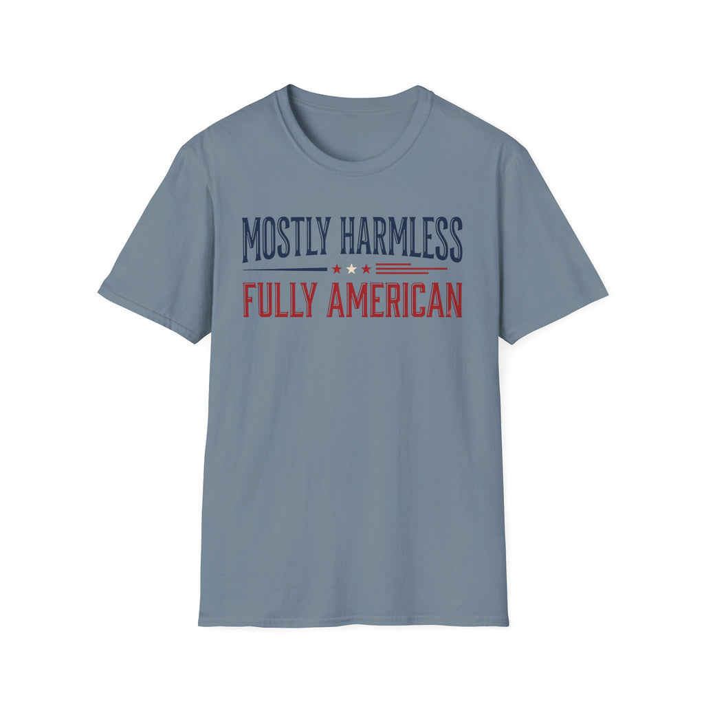 "Mostly Harmless, Fully American" T‑Shirt