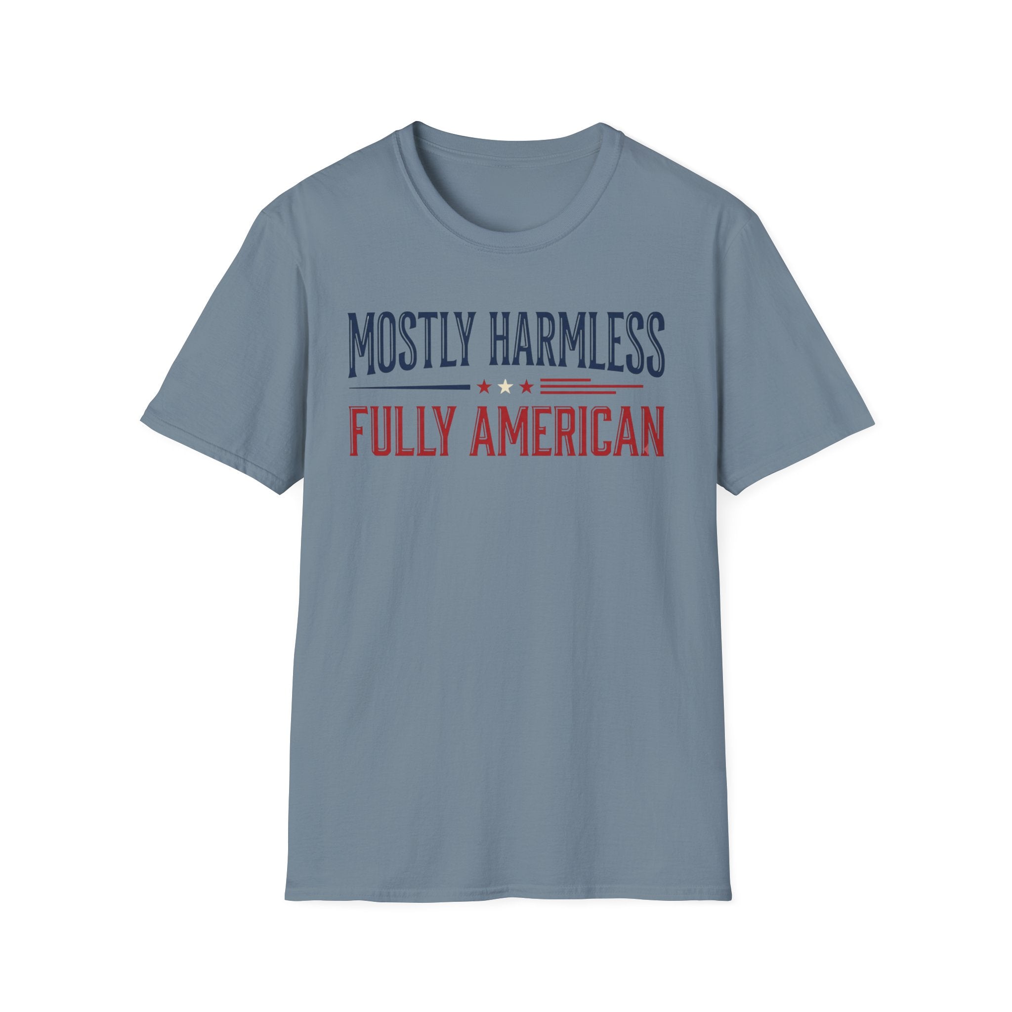 "Mostly Harmless, Fully American" T‑Shirt
