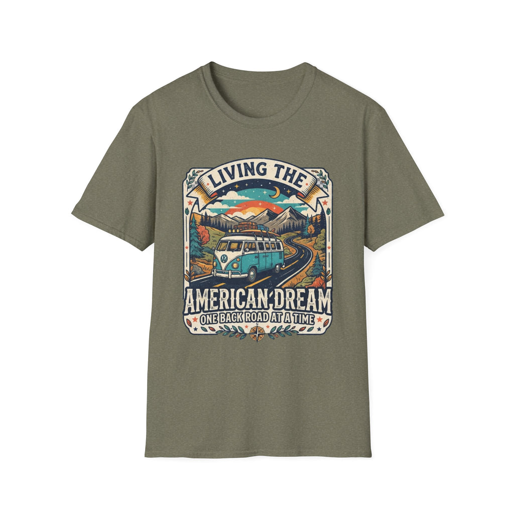 "Living the American Dream" Retro Camper Van T-Shirt