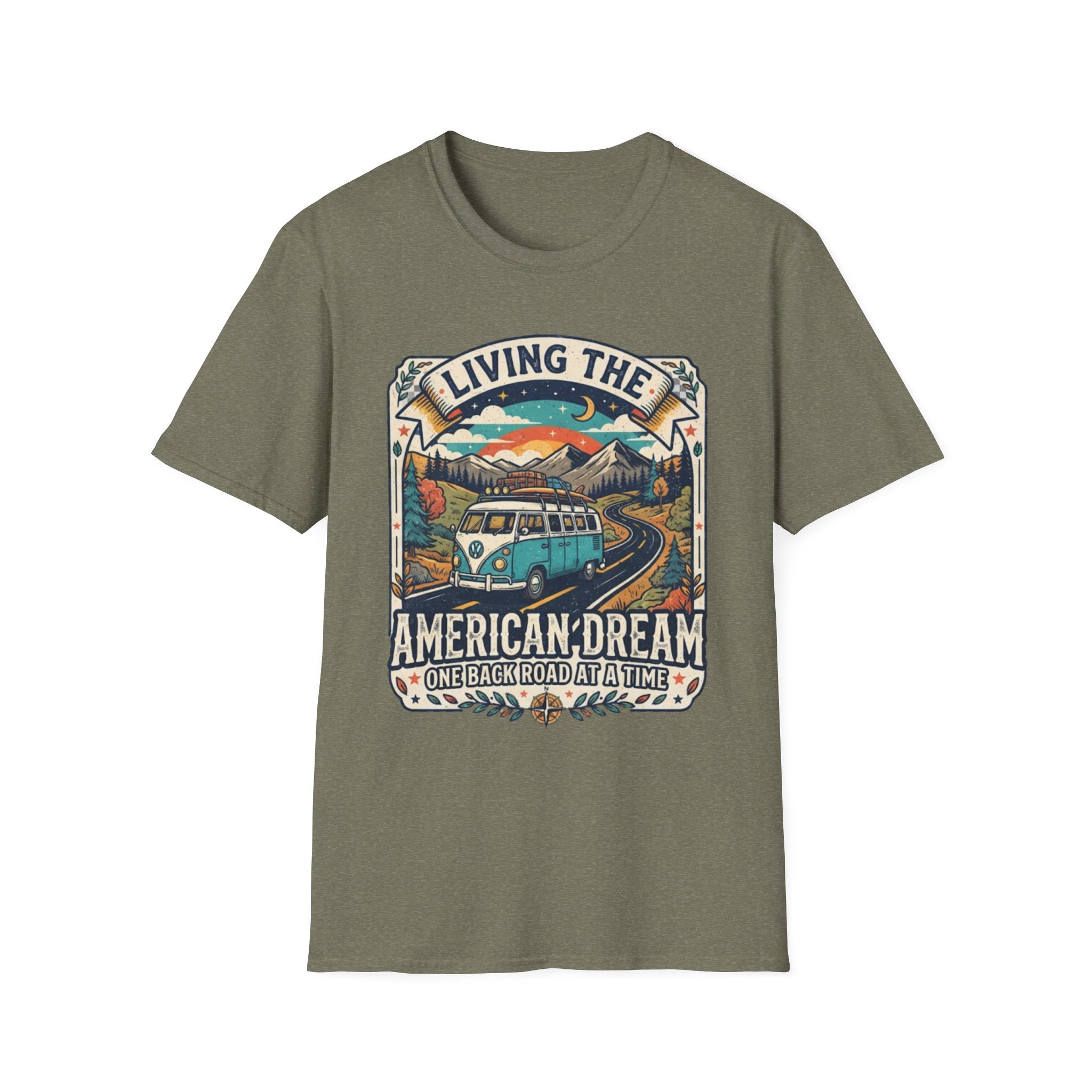 "Living the American Dream" Retro Camper Van T-Shirt