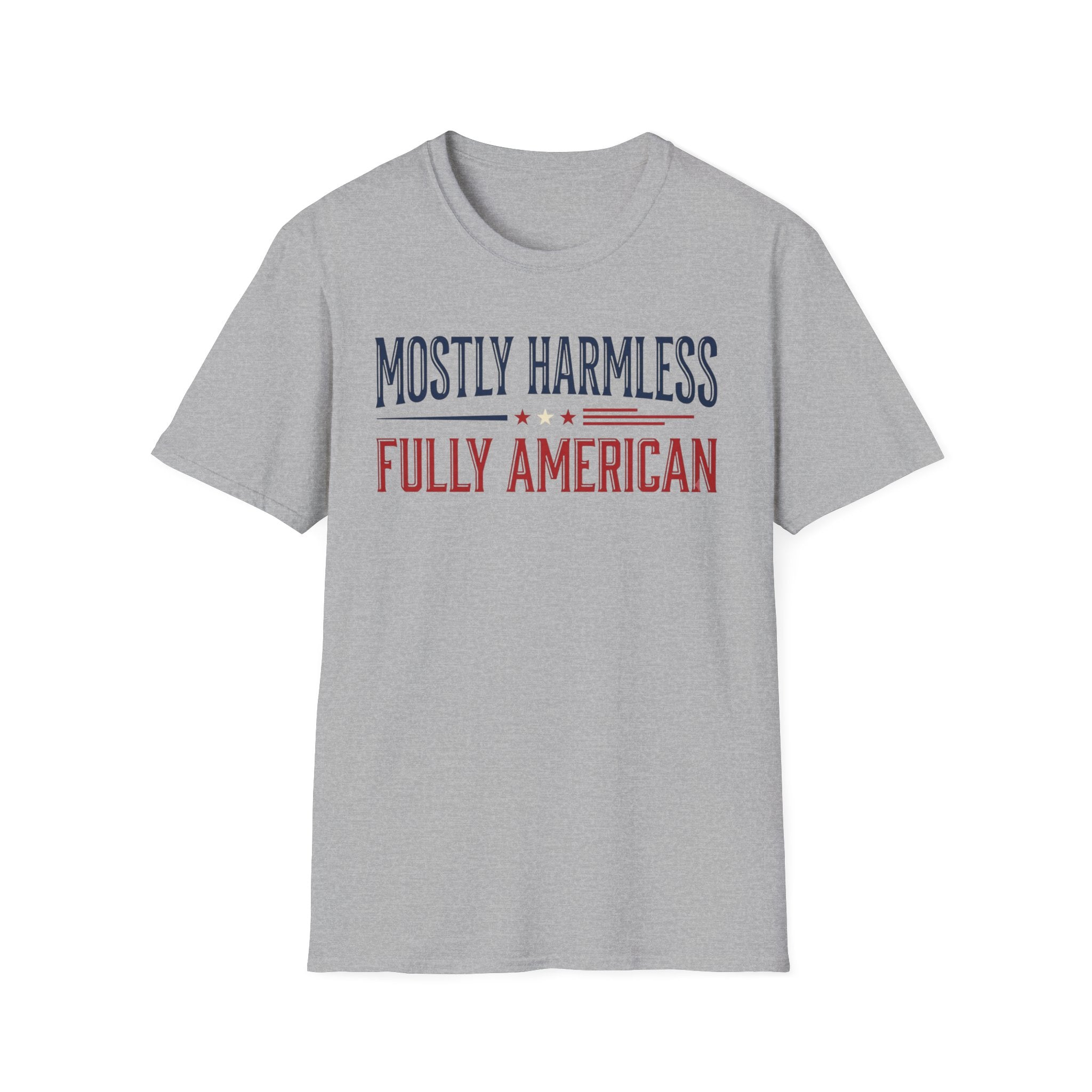 "Mostly Harmless, Fully American" T‑Shirt
