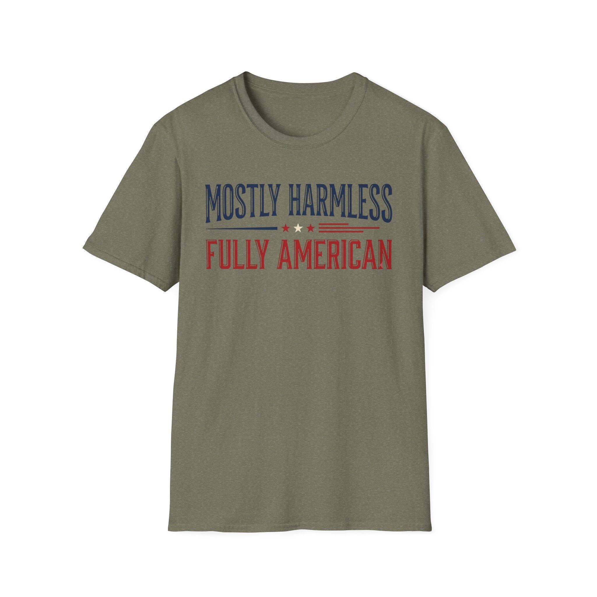 "Mostly Harmless, Fully American" T‑Shirt
