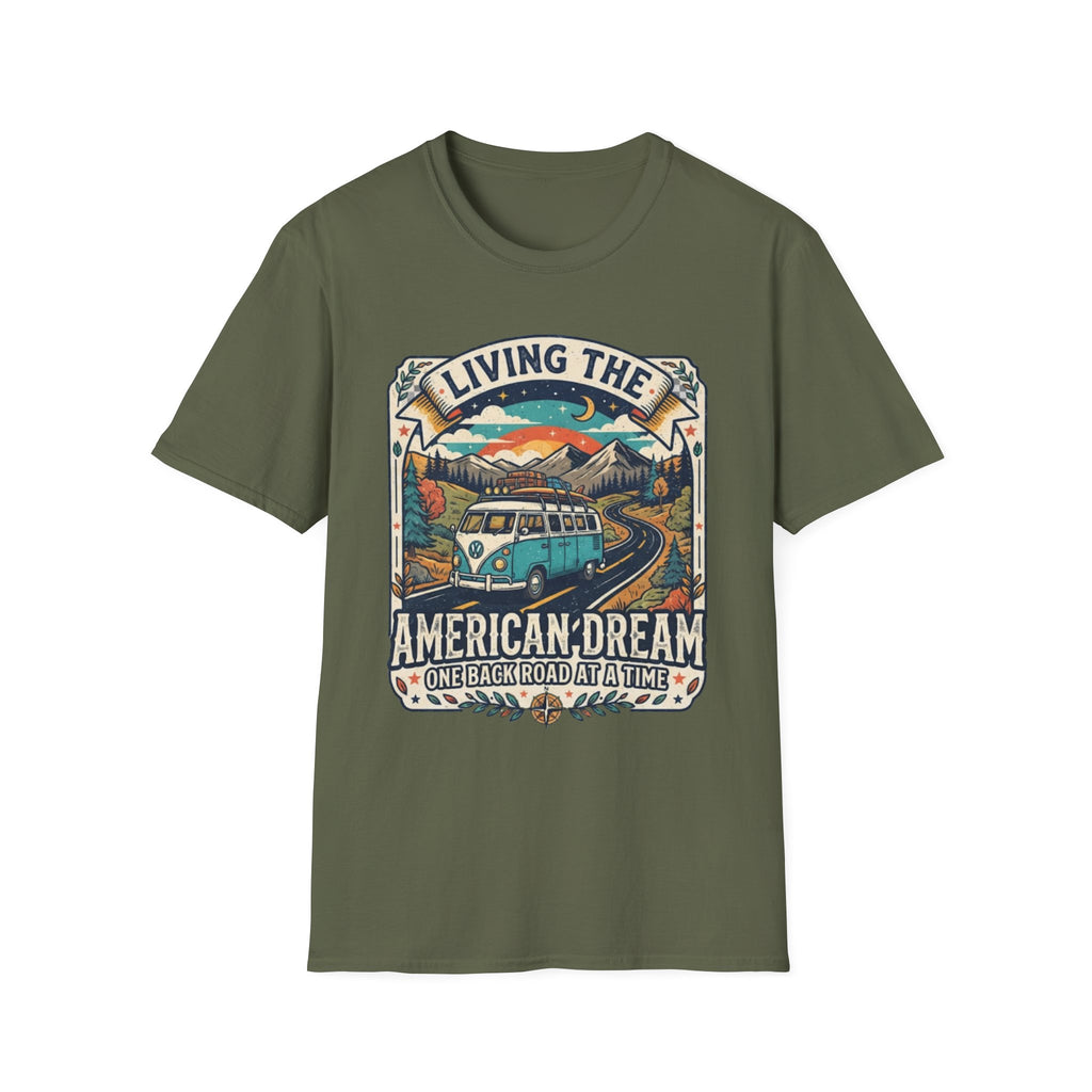 "Living the American Dream" Retro Camper Van T-Shirt