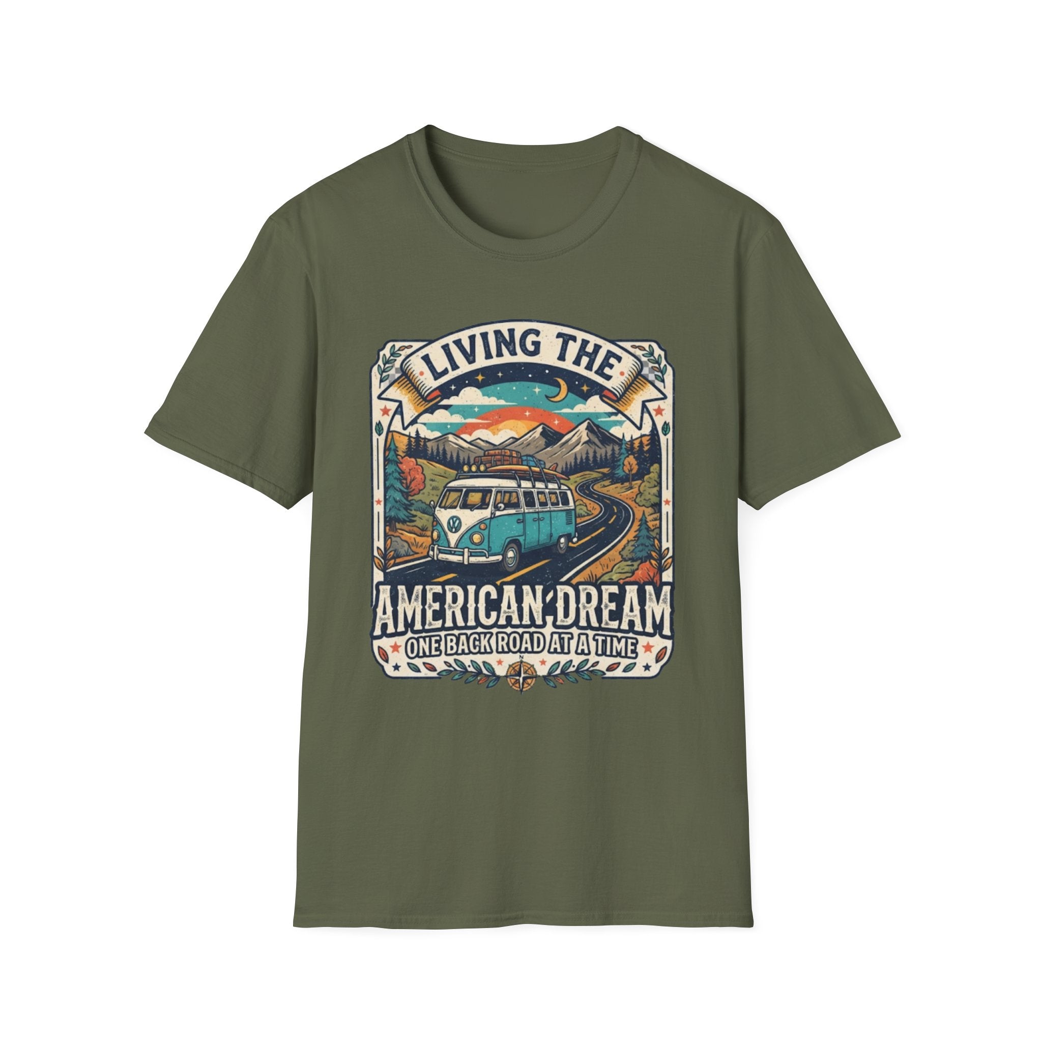 "Living the American Dream" Retro Camper Van T-Shirt