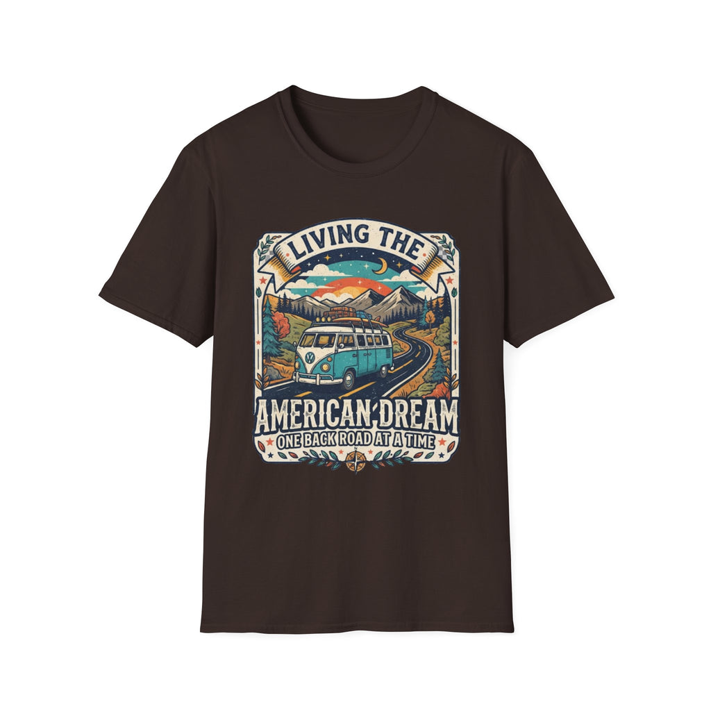 "Living the American Dream" Retro Camper Van T-Shirt