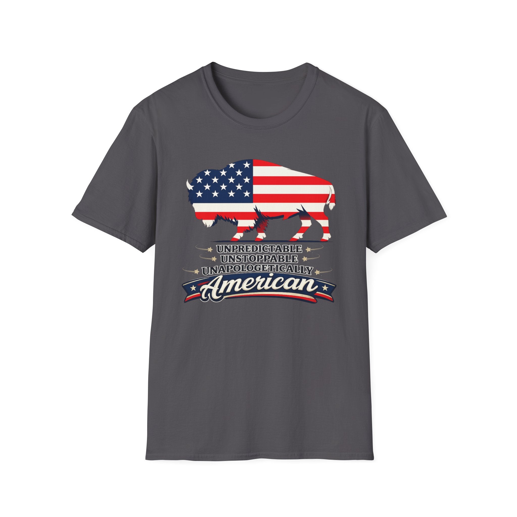 American Flag Buffalo T-Shirt — "Unpredictable Unstoppable Unapologetically American"