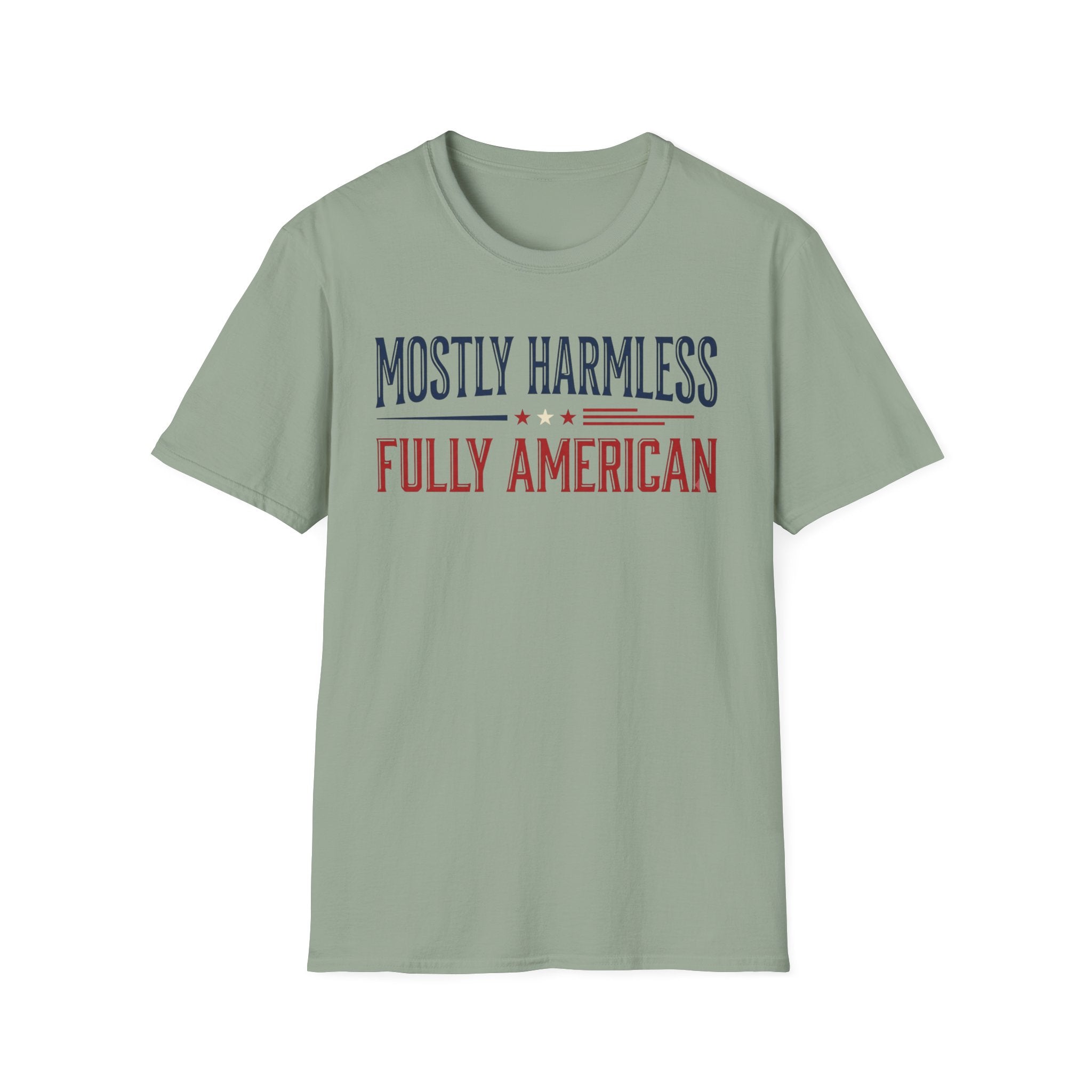 "Mostly Harmless, Fully American" T‑Shirt