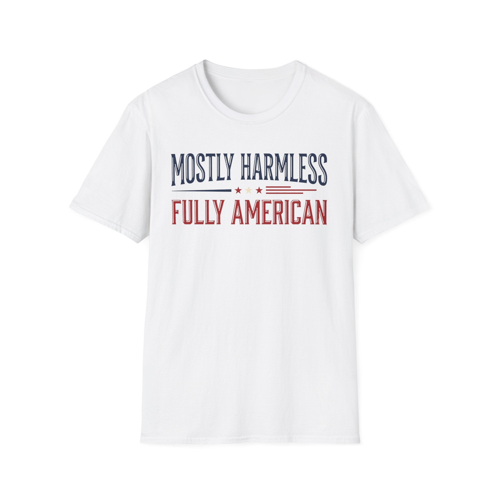 "Mostly Harmless, Fully American" T‑Shirt