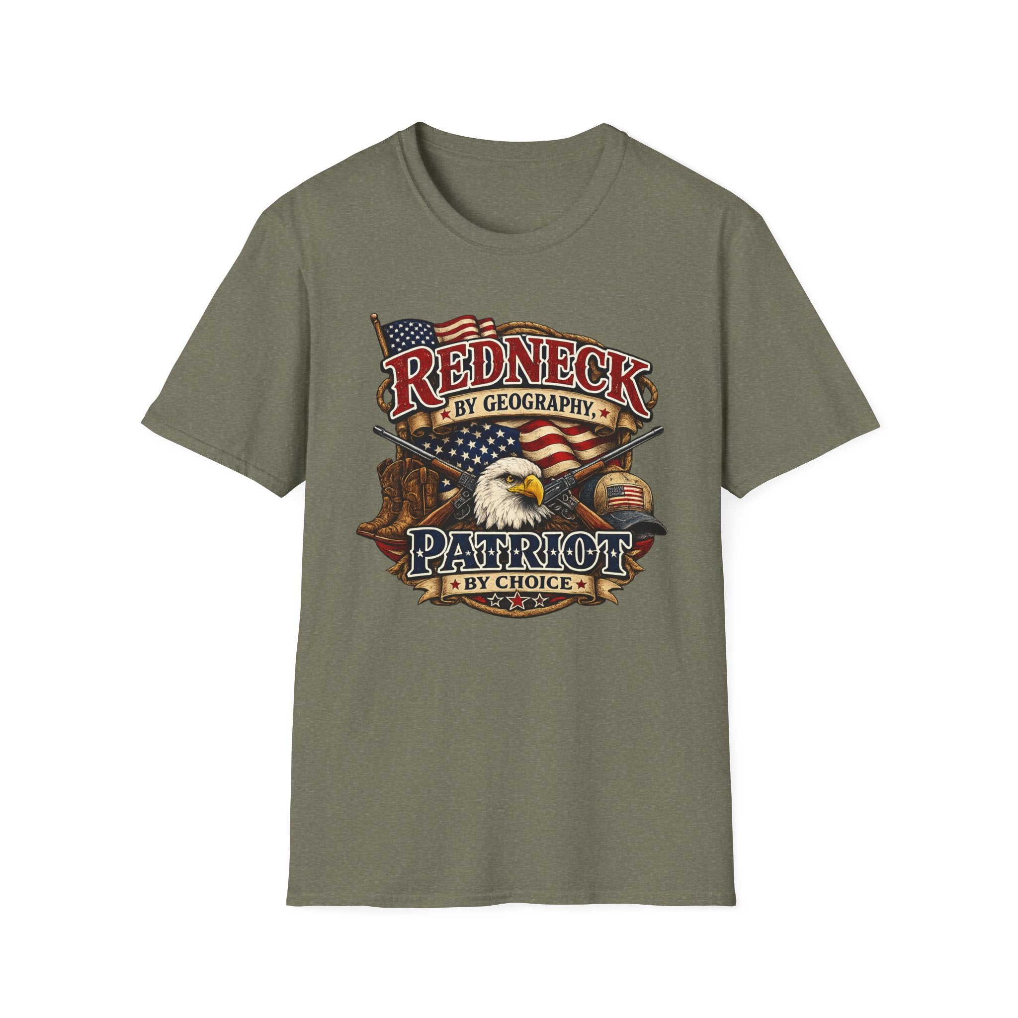 "Redneck by Geography Patriotic By Choice" T-Shirt