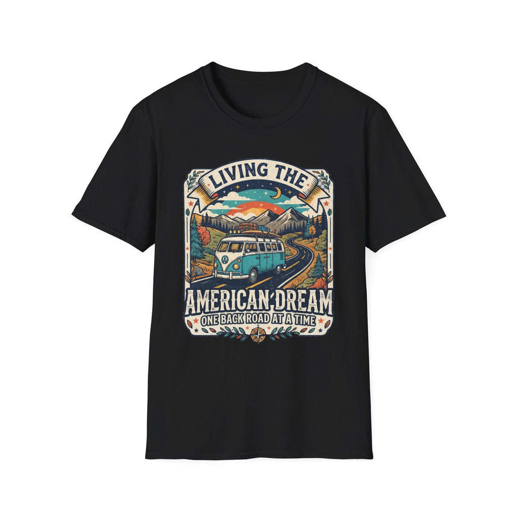 "Living the American Dream" Retro Camper Van T-Shirt