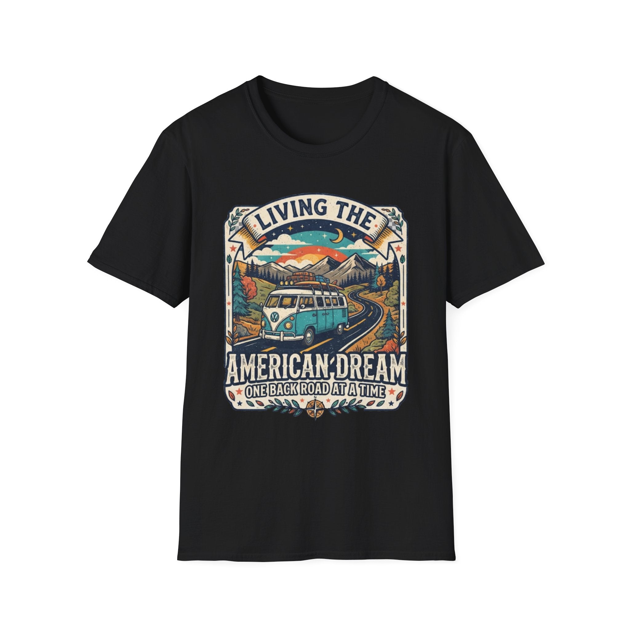 "Living the American Dream" Retro Camper Van T-Shirt